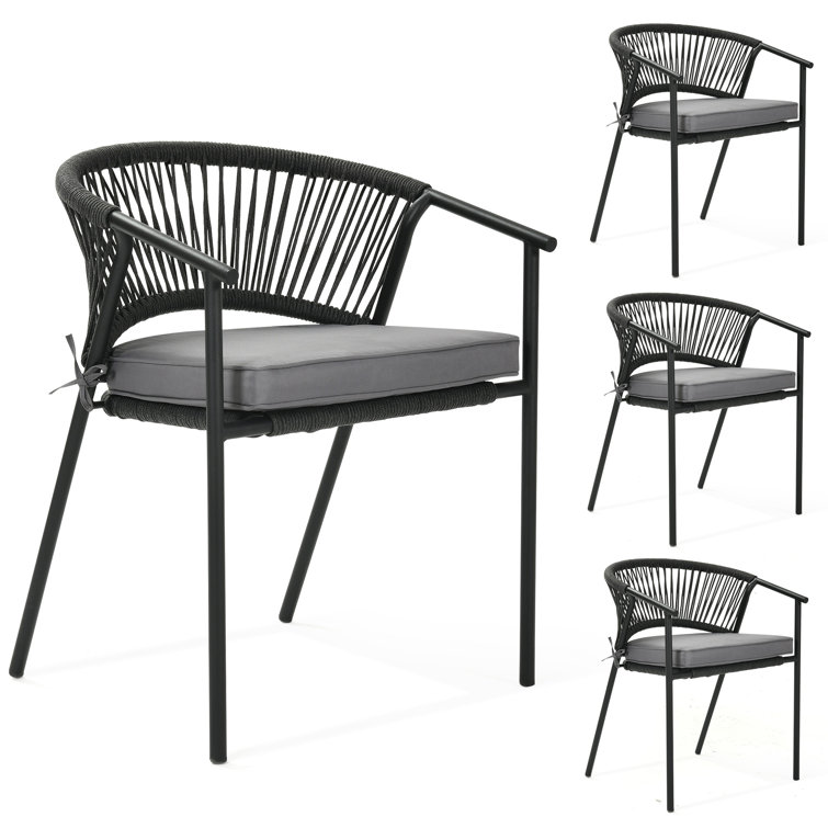 Asauni Outdoor Stacking Dining Armchair with Cushion